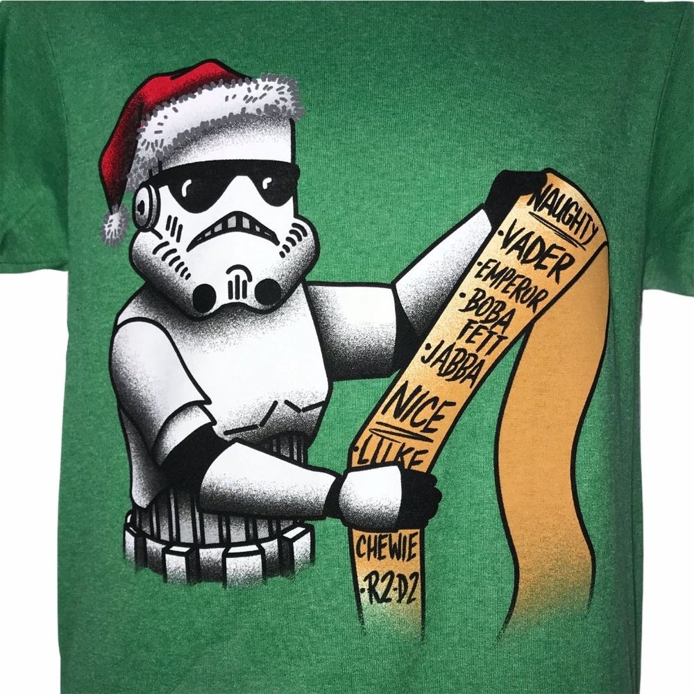NWT Delta Star Wars Santa Clone Trooper Checking List Christmas Tee S - Picture 3 of 8